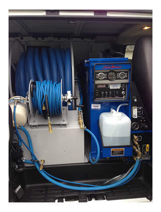 Truck-mounted carpet cleaning equipment